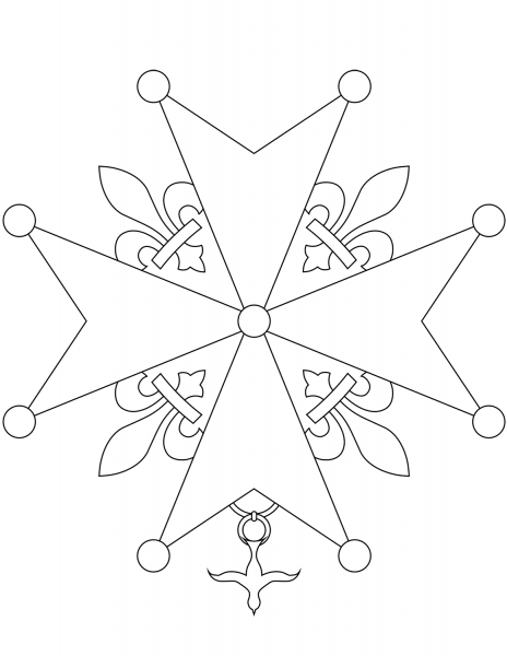 Huguenot Cross coloring page image