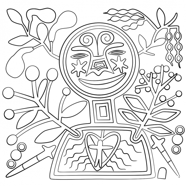 Huichol Art – Abstract Figure coloring page image