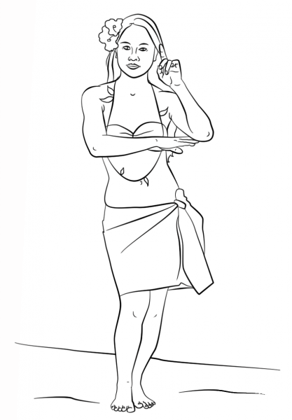 Hula Dancer coloring page image