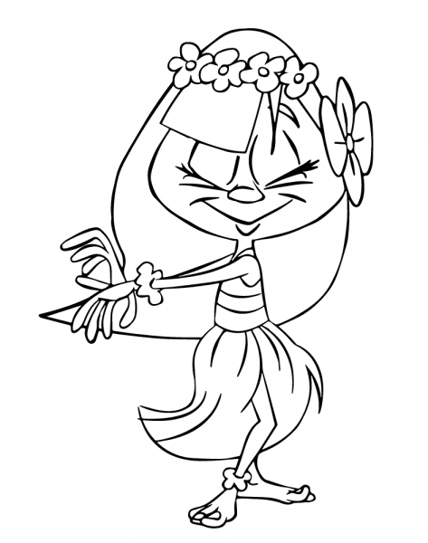 Hula Dancer Girl coloring page image