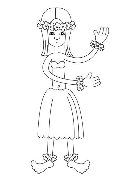 Hula Girl coloring page image