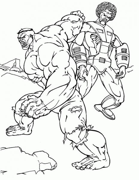 Hulk is Fighting coloring page image