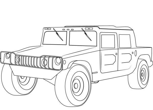 Hummer H1 coloring page image