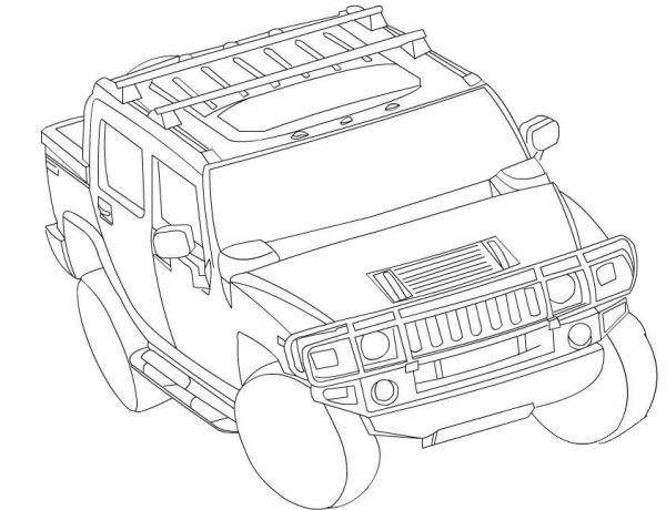 Hummer H3 coloring page image