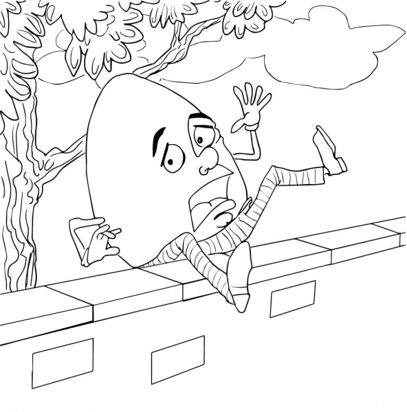 Humpty Dumpty Fell Off the Wall coloring page image
