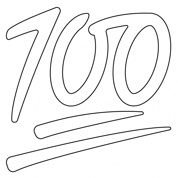 Hundred Points Emoji coloring page image