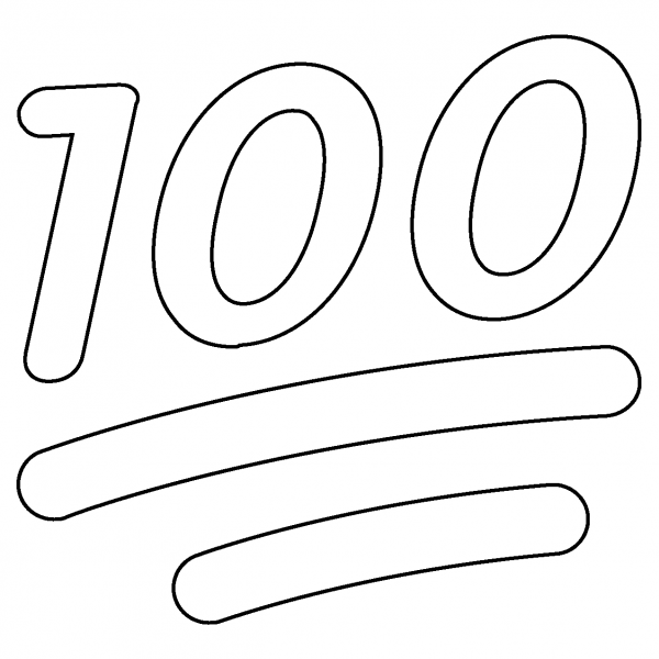 Hundred Points Emoji coloring page image