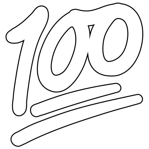 Hundred Points Emoji coloring page image