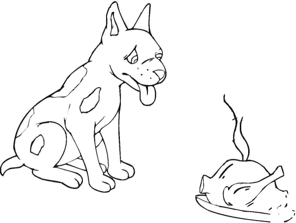 Hungry Dog  coloring page image