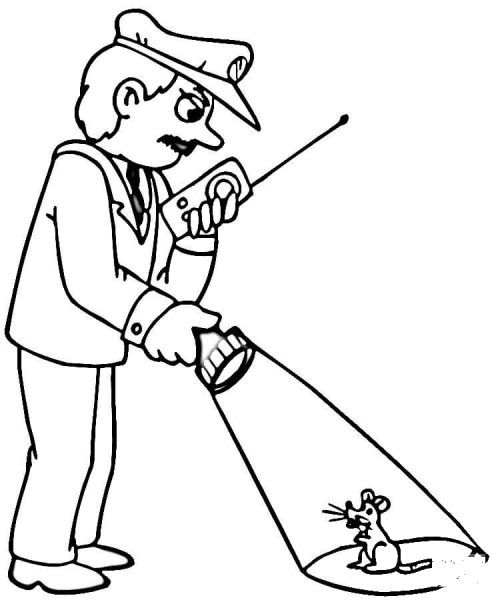 Hunting for Mouse coloring page image