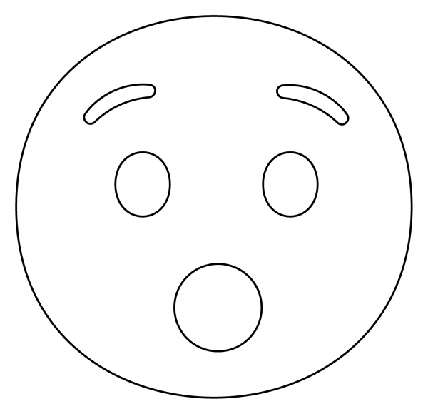 Hushed Face Emoji coloring page image