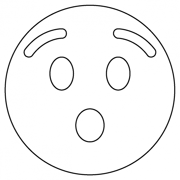 Hushed Face Emoji coloring page image