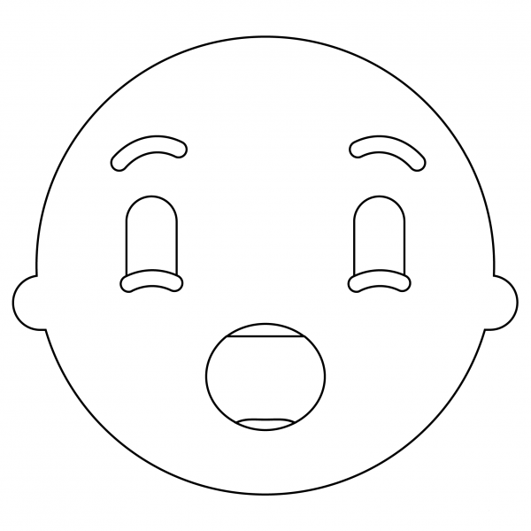 Hushed Face Emoji coloring page image