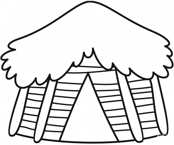 Hut coloring page image