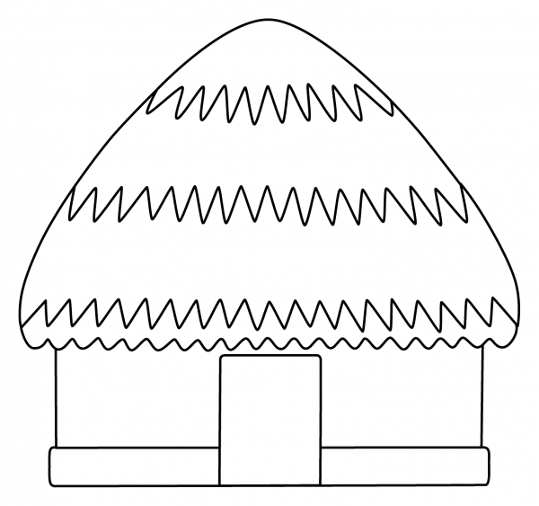 Hut Emoji coloring page image