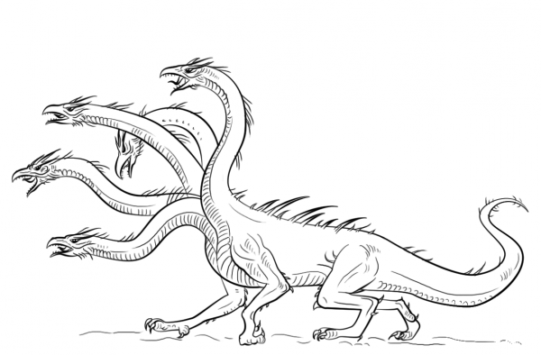 Hydra Dragon coloring page image
