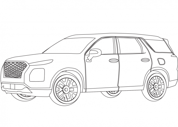 Hyundai Palisade coloring page image