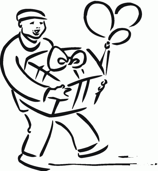 I bring birthday present coloring page image