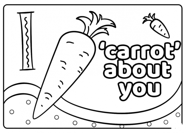 I Carrot About You – Encouraging Notes with Fruits coloring page image