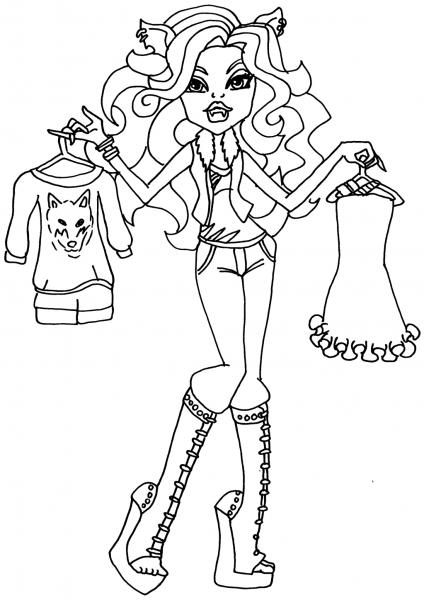 I Heart Fashion Clawdeen Wolf coloring page image