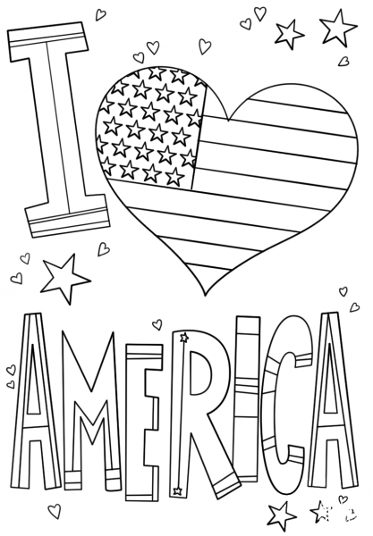I Love America coloring page image