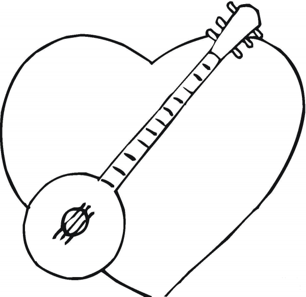 I Love Banjo Music  coloring page image