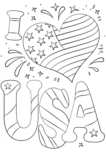 I Love USA coloring page image