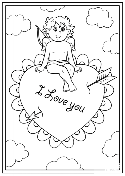 “I Love You” Card coloring page image
