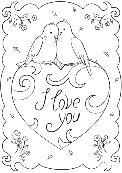 “I Love You” Card coloring page image