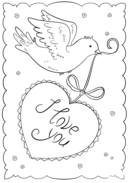 “I Love You” Card coloring page image