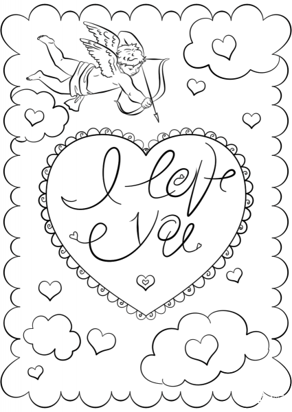 “I Love You” Card coloring page image