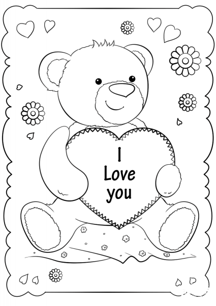 “I Love You” Card coloring page image