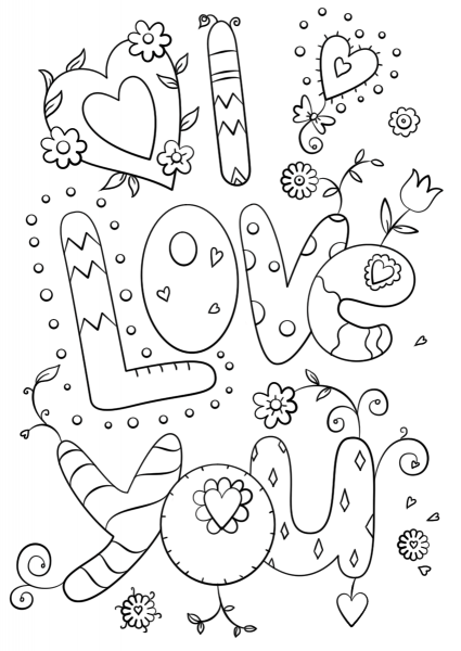 I Love You coloring page image