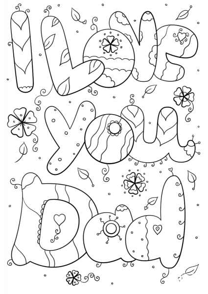 I Love You Dad coloring page image