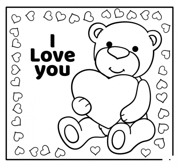 I Love You – Encouraging Valentine Note coloring page image