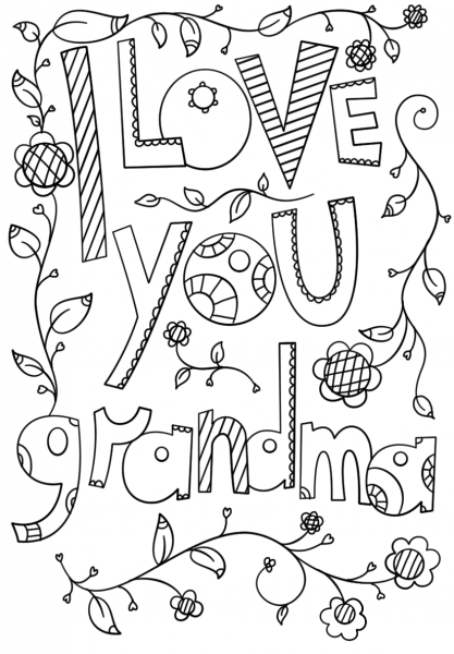 I Love You Grandma Doodle coloring page image