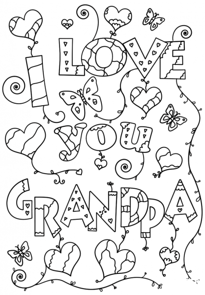 I Love You Grandpa coloring page image