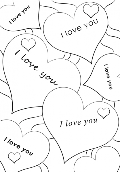 I Love You Hearts coloring page image