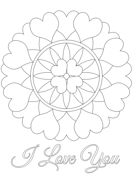 I Love You Mandala coloring page image