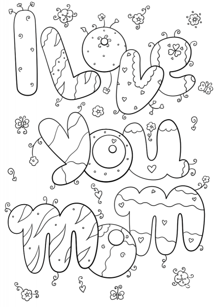 I Love You Mom coloring page image