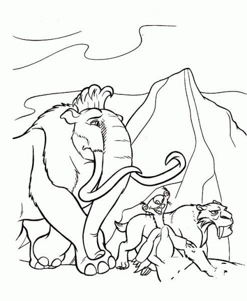 Ice Age characters coloring page image