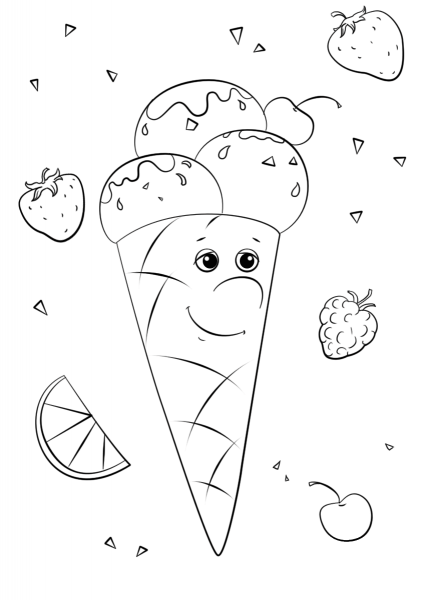 Ice Cream Character coloring page image