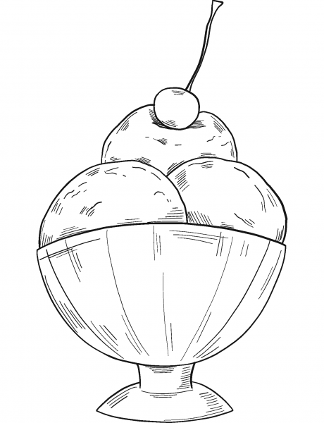Ice Cream Sundae coloring page image