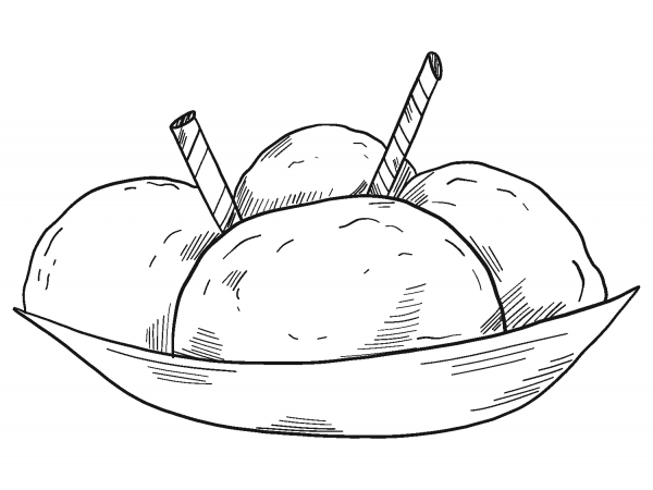 Ice Cream Sundae coloring page image
