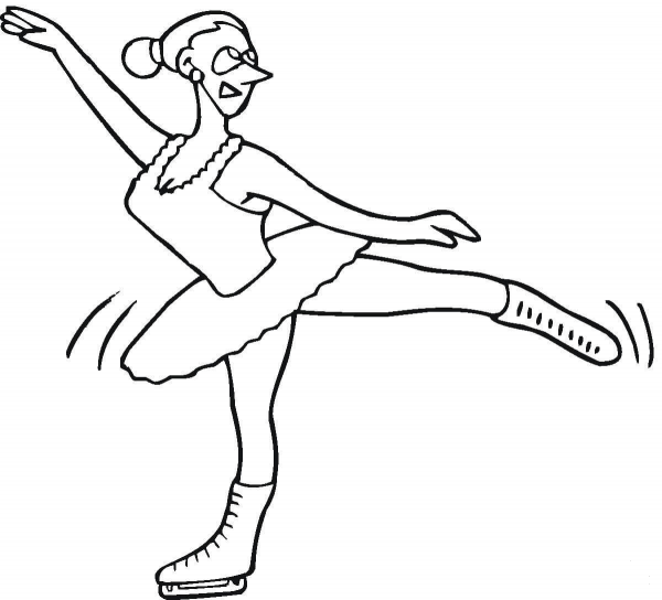 Ice Skater Performs  coloring page image