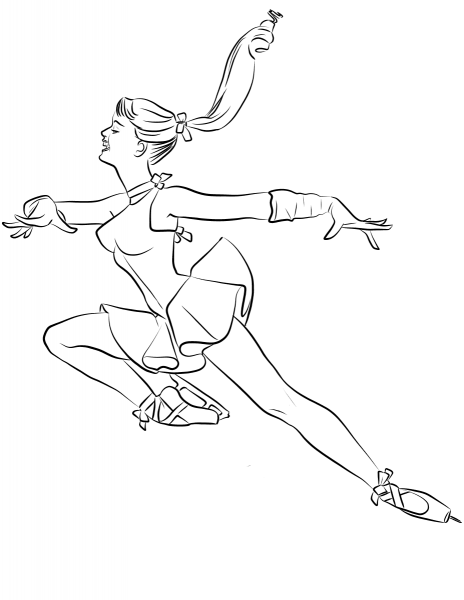 Ice Skating Ballerina coloring page image