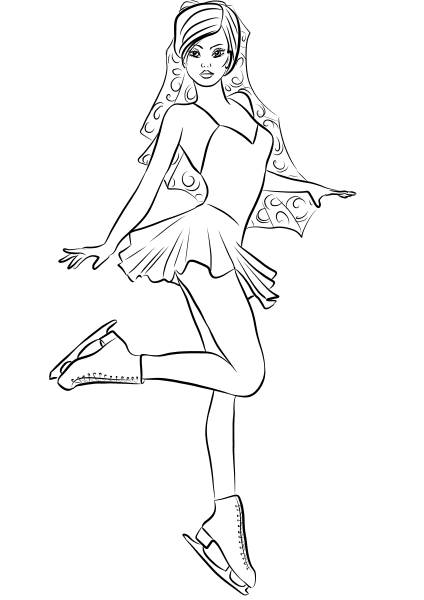Ice Skating Ballerina coloring page image