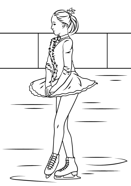 Ice Skating Girl coloring page image