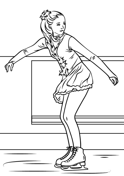 Ice Skating Girl coloring page image