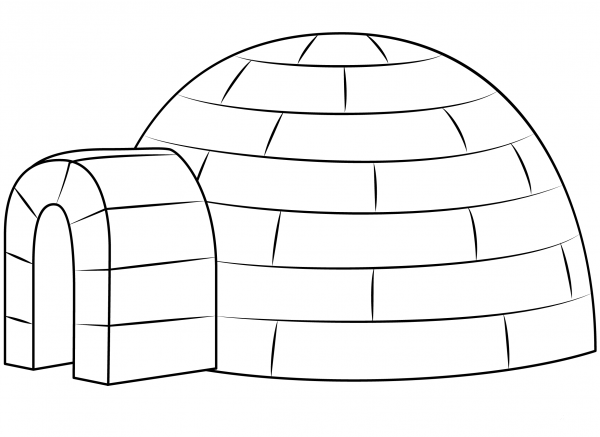Igloo coloring page image